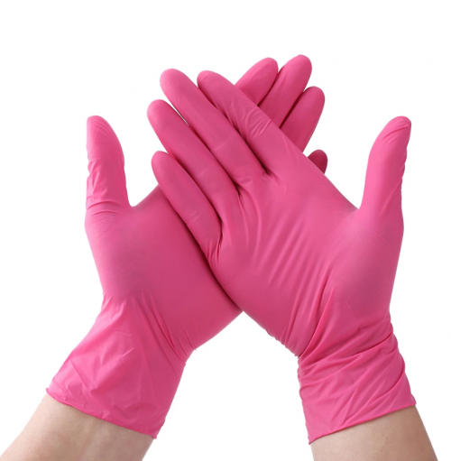 Pink Nitrile Gloves Medium – 100 Pcs
